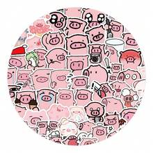 100张可爱的粉红小猪贴纸，完美适用于笔记本电脑、手机壳、行李箱、水瓶、滑板、吉他、头盔、冰箱和保险箱。是馈赠亲友、装饰剪贴簿的理想之选。 - 1 Set - 查看 5