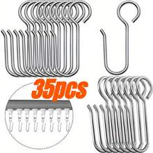 Bộ 20/35 móc kẹp rèm tắm, móc treo rèm cửa sổ ô tô, móc treo rèm trang trí, móc treo rèm hình chữ S, móc treo rèm. - bạc - Xem 14