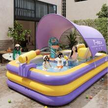 Bể bơi bơm hơi hình chữ nhật PVC 3 lớp dày, cỡ cực lớn, gấp gọn được, dùng ngoài trời cho sân vườn, chịu lực tốt, chống rò rỉ, bền bỉ, phù hợp cho tiệc mùa hè, dễ lắp đặt, di động - Nhiều màu - Xem 9