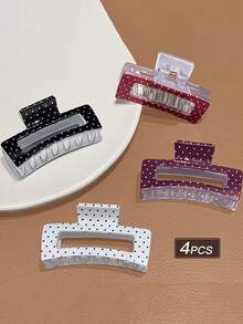 4 chiếc kẹp tóc thời trang, thiết kế duyên dáng, họa tiết chấm bi thanh lịch, hình vuông cỡ trung bình, phù hợp cho nữ giới, tuyệt vời cho ngày Valentine, du lịch, sinh nhật. - Nhiều màu - Xem 2