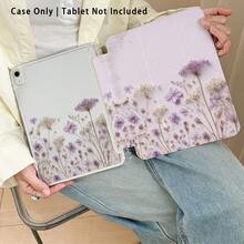 Funda protectora de acrílico con efecto de pintura de patrón floral para tableta, con soporte, plegable y resistente a la flexión, esquinas reforzadas de silicona, función de activación/suspensión automática, ranura para lápiz incorporada, soporte plegable multiángulo - Estilo 4 - Ver 5