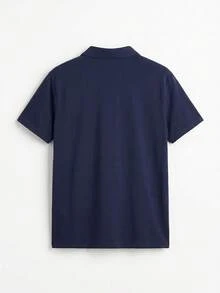 Men's Casual Colorblock Short Sleeve Polo T-Shirt - Navy Blue - View 3