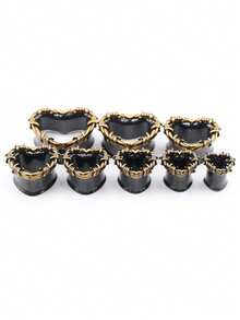 1 chiếc khuyên tai dạng ống dài hình trái tim, gai, dây leo bằng thép không gỉ, kích thước 8-25mm, dùng để nong tai, làm giãn lỗ xỏ khuyên, trang sức xỏ khuyên cơ thể. - Dụng cụ mở rộng tai - Xem 8