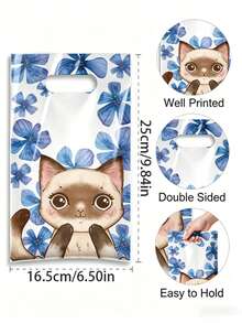 25/50pcs Cat Pattern Canvas Tote Bags, 4 Cute Kitten Designs, Cartoon Cat Gift Bags, Suitable For Spring/Summer Parties, Weddings, Bridal Showers, Birthdays, Baby Showers, Great For Cat Lovers - View 5