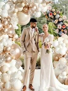119PCS Sand White Champagne Gold Balloon Garland Arch Kit, Beige Champagne Gold Clear Wedding Balloons For Wedding Decor, Engagement Bridal Shower, Birthday, Anniversary Babyshower Balloon Arch, Elegant Gender Reveal Supplies - View 9