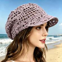 Summer Crochet Mesh Fisherman Hat, Retro Pattern Sun Protection Cap With Ultra Breathable Openwork Design, Streamlined Close-Fit Wearing Structure Brings No Tight Pressure And Comfortable Wrapping Feeling, Lightweight Woven Material Keeps Refreshing And Comfortable Under High Temperature, Multi-Scene Functional Headwear Well Suited For Beach Vacation, Outdoor Gatherings, Travel Sightseeing And Leisure Fishing Activities, Unique Retro Elements Elevate Overall Fashion Taste And Outfit Layering, Portable Foldable Layout Convenient For Travel And Daily Carry, Classic Seasonal Accessory With Both Ornamental And Practical Value, Warm Heartfelt Gift Choice For Ladies And Mother'S Day Blessing Moments - 粉色 - 查看 4