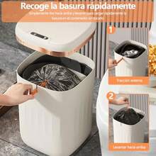 Bote de Basura Inteligente para Cocina 20 litrosCubo de Basura Automático con Sensor Esterilizable por rayos UV y Recargable para Cocina Oficina Sala Retrete Recámara Blanco - Blanco - Ver 6