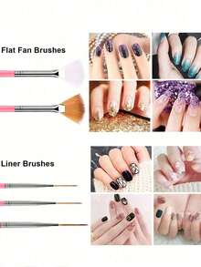 Bộ dụng cụ làm móng màu hồng 15/22 món, bao gồm 15 bút vẽ móng, 1 khay pha màu nhựa, 5 bút khắc/chấm acrylic silicon hai đầu, bộ dụng cụ làm móng, bảng trưng bày trang điểm tự làm, thích hợp cho tiệm làm móng tại nhà. - Nhiều màu - Xem 4