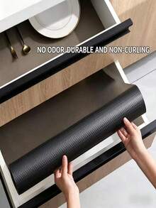 1 Roll Black Odorless Durable Non-Slip Drawer Liner, Uncurled EVA Cabinet Mat, Suitable For Kitchen - Black Flat Dots - View 7