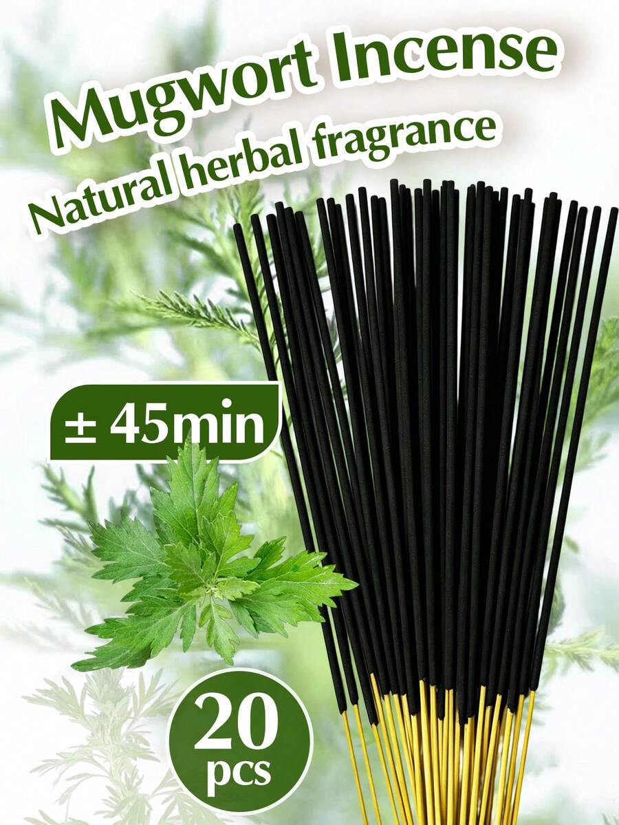 20支天然香薰棒,芳香疗法,助眠,卧室香氛,放松身心,9种香味,适用于卧室、书房、冥想、瑜伽、下午茶、家居香氛疗法 - 艾草(能量) - 查看 1