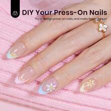 224PCS 7 Colors Beetles Spring Press On Nails, Short Almond French Tip Fake Nails, Pastel Romance Macaron Soft Gel False Nail Tips, DIY Nail Art Manicure Supplies Gifts For Women - 7 Colors S Almond-Spring French Tip - 查看 4