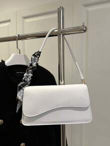 Fashionable Solid Color Asymmetrical Flap Vintage Minimalist Elegant Shoulder Bag - Beige - View 7