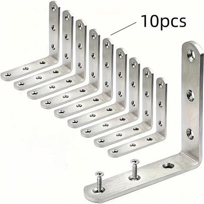 10/20/30pcs 90 Degree Right Angle Brackets, L-Shaped Fasteners, Support Brackets, Furniture Connectors, Angle Iron Reinforcement Fittings