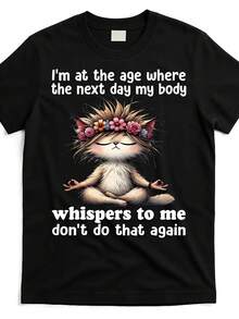 Plus Size, Plus Size T-Shirt- Women's Fun Printed T-Shirt- Casual Short Sleeve Round Neck Loose Top Machine Washable Four Seasons Comfortable Casual Wear| Loose Fit| Durable Printing, Suitable For Various Holiday Gifts, Shipped From Local Warehouse - 黑色 - 查看 1