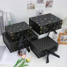 波點與星星圖案緞帶禮盒，適用於伴娘邀請函、婚禮、生日禮物、洗禮、派對、情人節禮物、禮品包裝、生日、DIY手工、化妝品收納、畢業禮物與婚禮裝飾 - 紅色圓點 - 查看 9