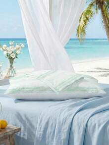 1/2pcs Sage Green Tie-Dye Texture Pattern Digital Printed Pattern Cooling Textured Pillowcase Set - Includes 1 Or 2 Pillowcases (No Insert), Reversible, Cute Fresh Cottage Style, Lightweight & Breathable, Machine Washable,CoolingPillowcase ,CottageStyle ,BreathableBedding - Multicolor - View 11