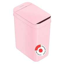 iTouchless - cubeta de basura de baño rosa con sensor de 3 galones delgado de 10 litros sin contacto pequeño y automático con tapa cesta de basura comercial con control de movimiento inteligente - Plstico de 3 galones rosa - Ver 8