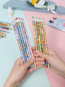 Bộ 6/12 bút chì hoạt hình tạo động lực kèm tẩy, dụng cụ học tập, bút chì HB. - Truyền cảm hứng bằng tiếng Anh - Xem 4
