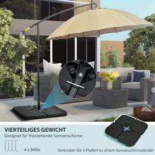 Offset Parasol Base, Set Of 4, Ballastable With 60 Litres Of Water Or 78 Kg Of Sand, Black Colour For Optimal Stability. - Black - View 2