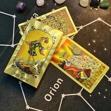 Cost Worthy Luxe Gold Foil Tarot Deck With Nice Plastic Package Board Game Of Oracle Cards For Beginners - Emerald Green - View 10
