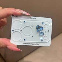 Miếng dán màn hình cao cấp đính đá xanh hình kim cương, tương thích với Apple 17Pro/17PROMax, trong suốt, độ phân giải cao, không có lớp vỏ bảo vệ, chống rơi vỡ, có keo dán chắc chắn, miếng dán bảo vệ ống kính đính đá, chống trầy xước cho ống kính camera. - Phim dán kính hình trái tim kim cương xanh - Xem 9