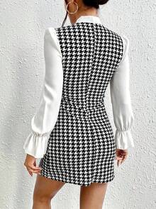 Vestido de manga larga ajustado con pajarita informal de verano con estampado de contraste de Color nuevo temperamento Sexy - 94883 - Ver 2