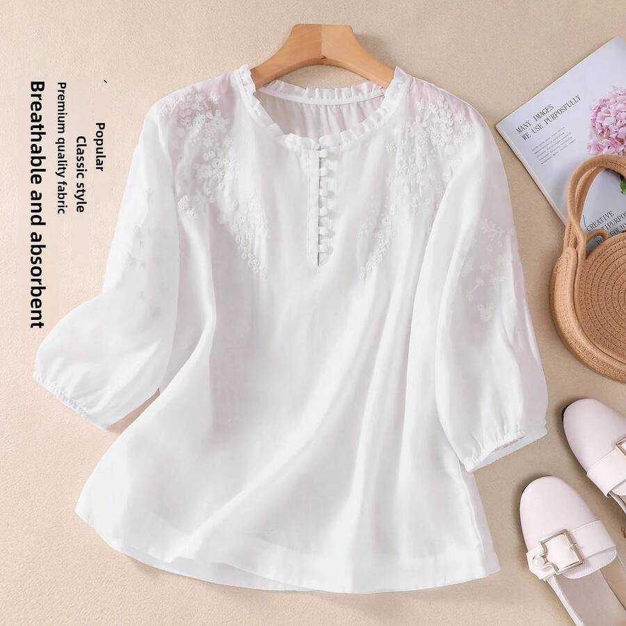 Women Blouses & Shirts - 白色的 - 查看 1
