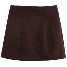 Conjuntos de falda y Blazer para mujer, traje ajustado con solapa elegante, chaqueta a la cadera, faldas, minifalda para mujer, ropa de oficina, conjuntos de dos piezas - Chocolate - Ver 4