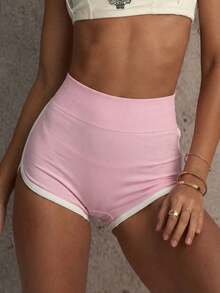 PinkTip Women's Slim-Fit Outdoor Cycling Shorts, White Trim, High-Waist Design, Compression Comfort, Suitable For Cycling, Running And Gym Workouts Sports - Pink - View 4