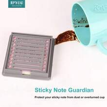 Sticky Note Holder Compatible With P*Ost I*T Notes, 3x3 Sticky Pads Dispenser With Stencil, Memo Pad Organizer With Line Box Drawing Template For Office And Home - Default - View 7