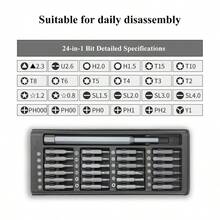 Bộ tua vít chính xác 24 trong 1, bộ dụng cụ sửa chữa điện tử đa chức năng phù hợp để tháo lắp và bảo dưỡng máy tính xách tay, máy tính để bàn và điện thoại di động, bộ dụng cụ cầm tay để tháo lắp máy tính và điện thoại, bộ tua vít đa chức năng. - A - Xem 4
