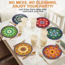 D48 Pcs Mexican Fiesta Party Plates Multicolor Handmade Style Paper Plates Cielito Lindo Party Decoration Talavera Fiesta Tableware Set For Taco Tuesday Dia De Los Muertos Birthday Wedding Baby Shower - 如圖所示 - 查看 6