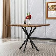 Square Dining Table, Mid-Century Modern Style Square Dining Table For 4-6 People, Coffee Table For Kitchen, Dining Room, Office, Space Saving. - Brown - View 4