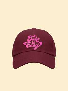 1件男女通用“Take It Easy”印花棒球帽，个性化印花字母老爹帽，街头时尚六片帽，适合所有季节的户外防晒休闲帽，春、夏、秋、冬，可定制运动遮阳帽，颜色有黑色、蓝色、卡其色、灰色、黄色，女士帽。 - 彩色 - 查看 8