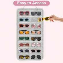 1pc (16 Compartments) Felt Glasses Hanging Bag, Fashion Glasses Accessories & Jewelry Storage Bag, Wall-Mounted Eyeglasses Organizer, Perfect Gift For Gender Reveal Party, Birthday, Wedding, Gathering, Colleagues, Friends And Family, Back To School Season, 16 Compartment Dust-Proof Nylon Multi-Function Hanging Rack, Foldable Fashion Glasses, Stylish Eyeglasses, Glasses Storage Hanging Bag, Gift For Women And Men - Multicolor - View 7