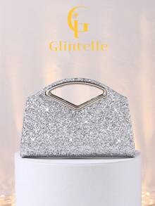 Glintelle 女士时尚闪亮水晶水钻晚宴手拿包，璀璨奢华高端亮片正式礼服手提包，适合晚宴、派对、生日聚会，可搭配正式礼服，也可作为生日礼物或新娘手拿包。 - 銀色 - 查看 10