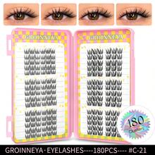 GROINNEYA 300/280/260/240/180pcs C-Curl 3D Lash Clusters 6 Styles DIY False Eyelashes Fairy Cartoon Style Cluster Lashes Thick&Wispy Individual Lashes Soft & Fluffy Eyelash Extension Natural Look Reusable Suitable For Makeup Natural Effect - C - View 10