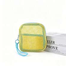 Dopamine Mesh Cosmetic Bag, Mini Mesh Coin Purse, Women's Lipstick Storage Bag With Handle - A - View 14