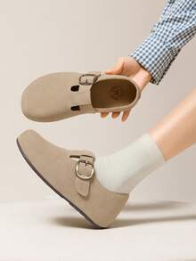 CAMEL CROWN Giày bệt nữ Birkenstock kiểu Mary Jane, kiểu dáng retro, mũi kín, thích hợp cho mùa xuân. - Màu be - Xem 4