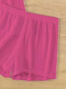 Swim Basics Set cover up unicolor con botón delantero - Rosa Fucsia - Ver 4
