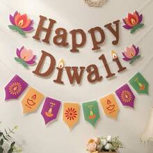 SELAMAT DIWALI! Hiasan Gantung Banner Huruf Felt untuk Pesta Festival - Beraneka warna - View 4