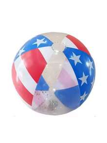 1pc 6-Panel Inflatable Glitter Beach Ball, Translucent Shiny Sequins, Pool Inflatable, Beach Essentials, Pool Float - Multicolor - View 10