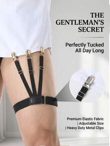 2 pinces de chemise ajustables pour hommes avec boutons antidérapants, convenant pour le bureau formel, les voyages ou le port quotidien des hommes/messieurs ! Choix de cadeau idéal pour un usage quotidien/au bureau/en voyage, les accessoires et vêtements antidérapants sont essentiels pour les tenues de ville des hommes - Noir - Voir 1