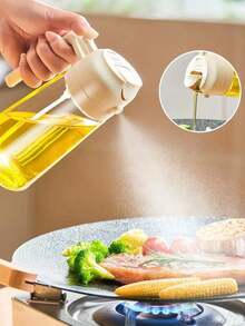 1pc Glass Oil Spray Bottle - Pour And Spray 2-In-1 Bottle - Leak-Proof Olive Oil Container - Kitchen Seasoning Rack - Soy Sauce And Vinegar Spray Bottle - Kitchen Tools And Accessories - Multicolor - View 16