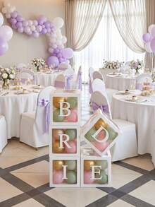 5pcs Compatible Wedding Balloon Box, Transparent Mailbox-Style Name Balloon Box, Suitable For Bride Letters - Clear Decorations With Bride Spellings, PVC/Paper Backdrop For Wedding Shower Party Decor, For Bride Centerpieces & Balloon Displays - Balloon Box - View 4