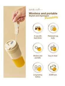 Blender Portabel, Gelas Juicer Ukuran Pribadi, Blender Buah Nirkabel Isi Ulang, Cocok untuk Rumah, Perjalanan, Berkemah, dan Aktivitas Luar Ruangan - 350 ml - View 4