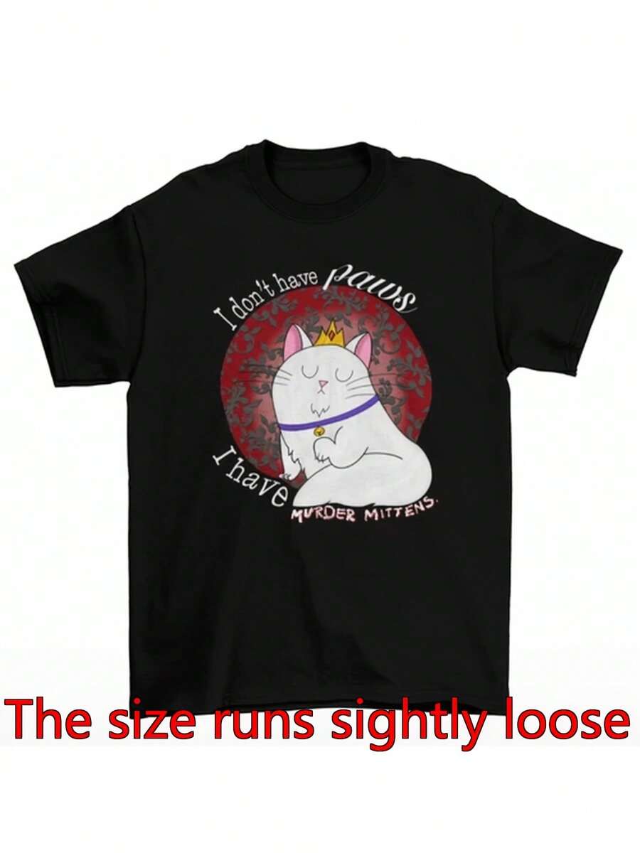 Camiseta de patas de gato de mujer y unisex con impresión de las guantes del gatito adorable - galletas de Kitty Meow, cuello redondo casual top, tamaños de TV adecuados para - desgaste, lavable en la máquina para los amantes del gato