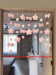 7pcs/Set 18pcs Heart-Shaped Home Decor Curtain, Featuring Heart And Star Patterns. High-Quality Wall Decor, No Drilling Required, Suitable For Girls' Theme Home Decor. Can Be Used As Wall Curtain, Home Decor, Cute Pink Heart-Shaped Curtain, Room Divider, Valentine's Day Heart Decor, Valentine's Gift, Party Supplies. - Multicolor - View 15