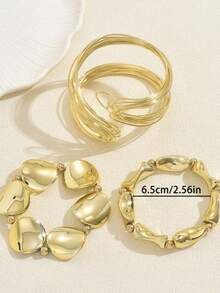 3pcs Women Geometric Multi-Layer Line Design Bracelet Set, Versatile Elegant Bangle Accessories - Multicolor - View 3