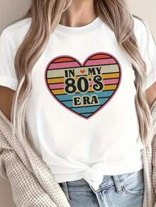 Women's Pure 80s T-Shirt G500L - 80s Geometric Print Crew Neck Casual Comfort Fit - Machine Washable Top For 80s Themed Outfits And Casual Wear - 白色 - 查看 1